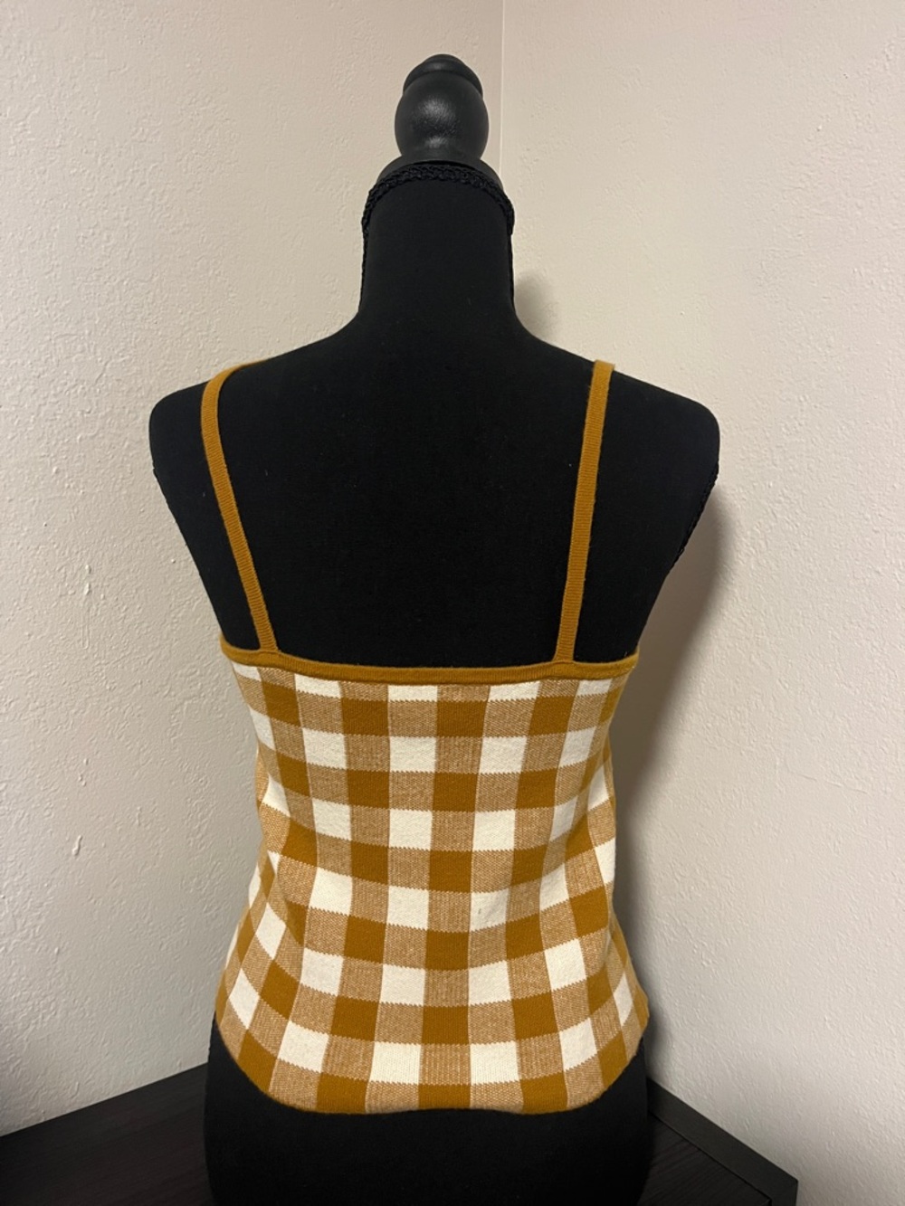 Madewell Brown and Cream Gingham Knit Cami - Picture 2 of 5